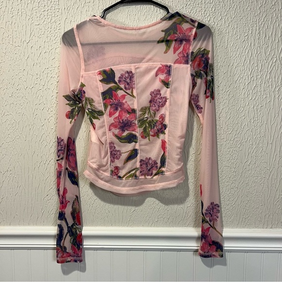 Free People Betty’s Garden Pink Combo Floral Long Sleeve Top size small - Picture 9 of 12